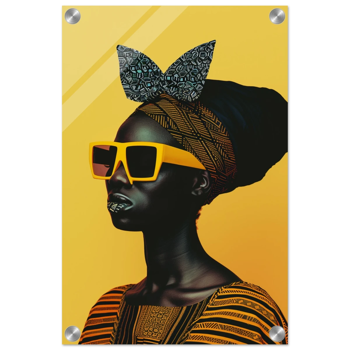 AfroFuturist Muse – Bold Afrocentric Portrait Wall Art Print - Acrylic Print - 30x45 cm / 12x18″ -