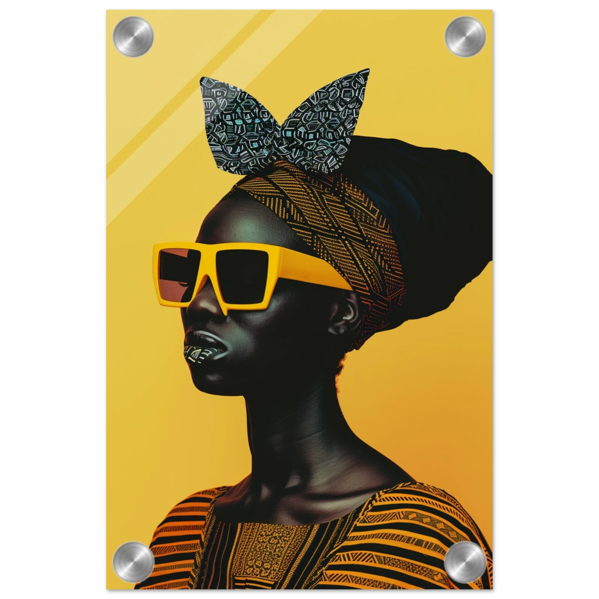 AfroFuturist Muse – Bold Afrocentric Portrait Wall Art Print - Acrylic Print - 20x30 cm / 8x12″ -