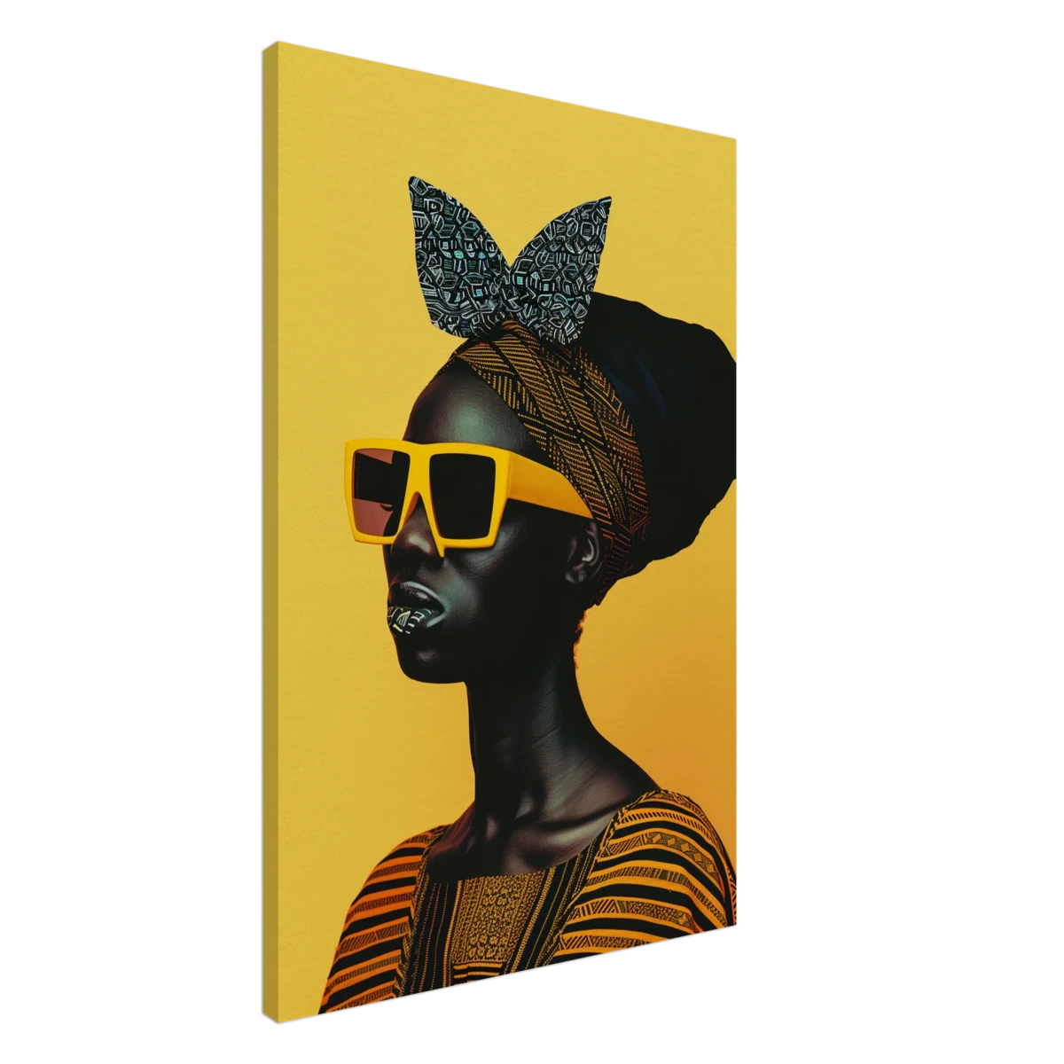 AfroFuturist Muse – Bold Afrocentric Portrait Wall Art Print - Canvas - 60x90 cm / 24x36″ -