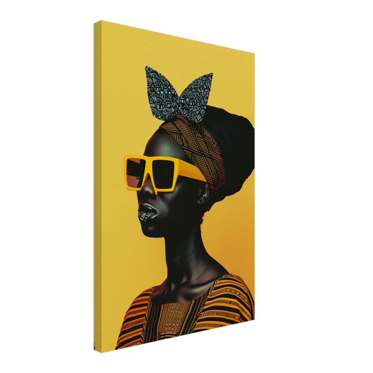 AfroFuturist Muse – Bold Afrocentric Portrait Wall Art Print - Canvas - 40x60 cm / 16x24″ -