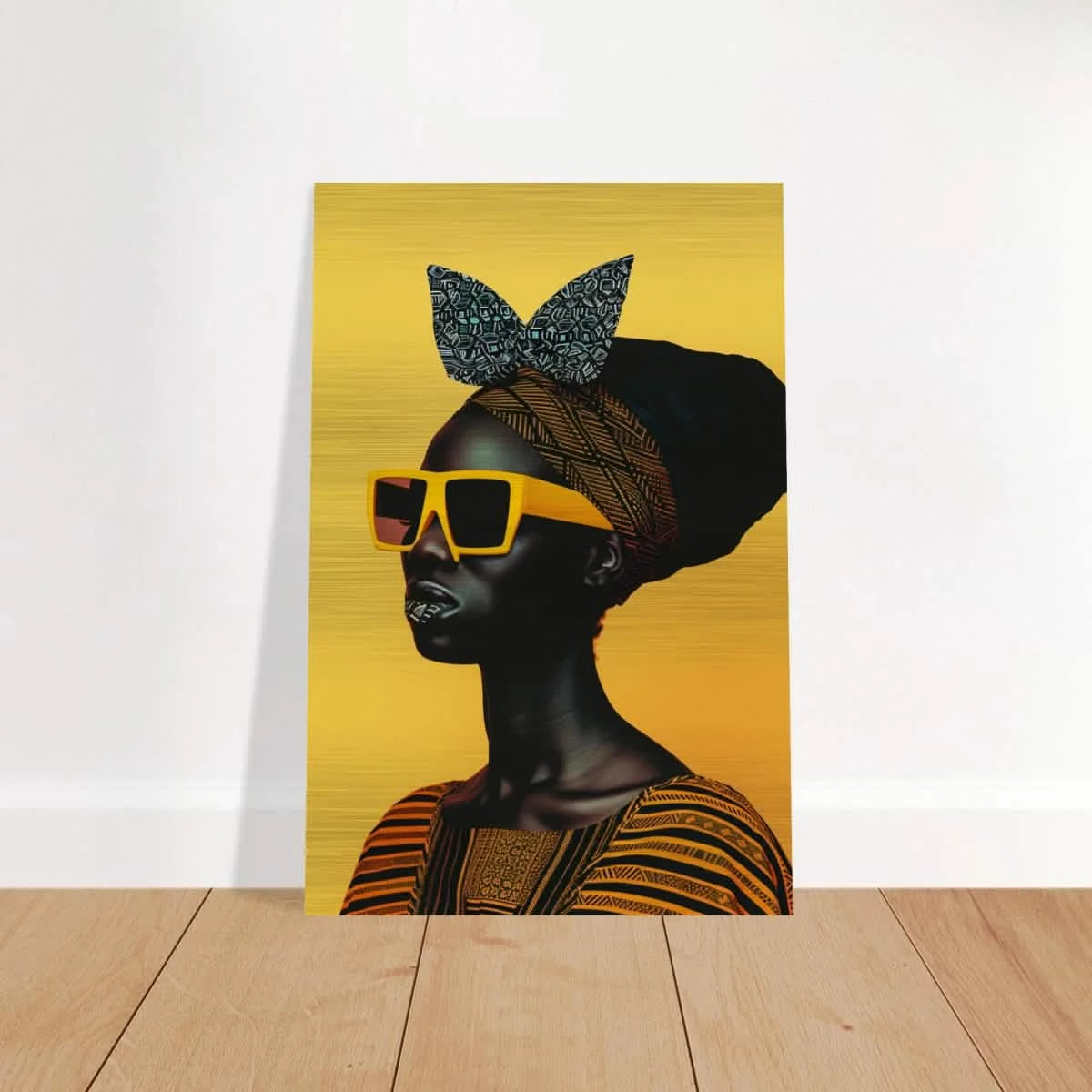 AfroFuturist Muse – Bold Afrocentric Portrait Wall Art Print - Brushed Aluminum Print - 30x45 cm / 12x18″ -