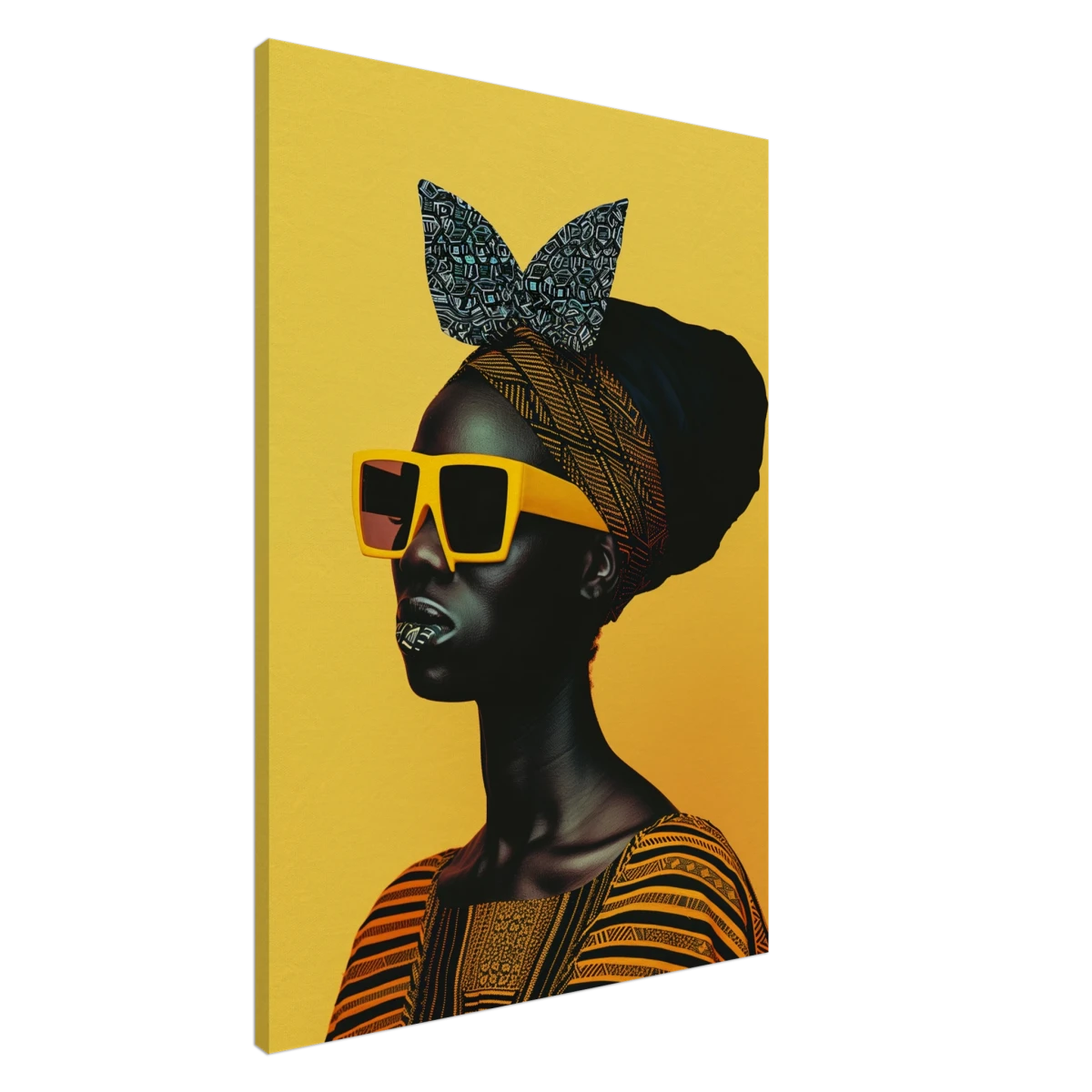 AfroFuturist Muse – Bold Afrocentric Portrait Wall Art Print - Canvas - 70x100 cm / 28x40″ -
