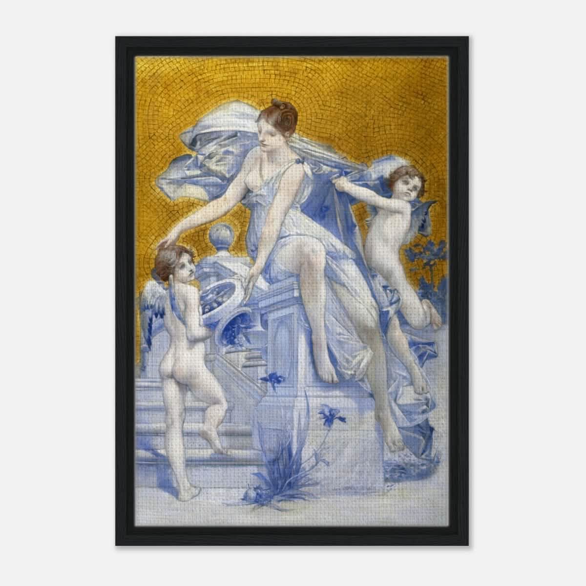 Allegorie De La Fortune by Luc - Olivier Merson | Vintage wall art print - Framed Canvas - 40x60 cm / 16x24″ - Black frame