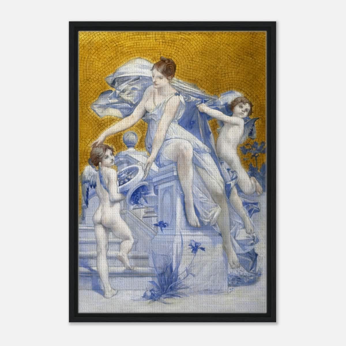 Allegorie De La Fortune by Luc - Olivier Merson | Vintage wall art print - Framed Canvas - 50x75 cm / 20x30″ - Black frame