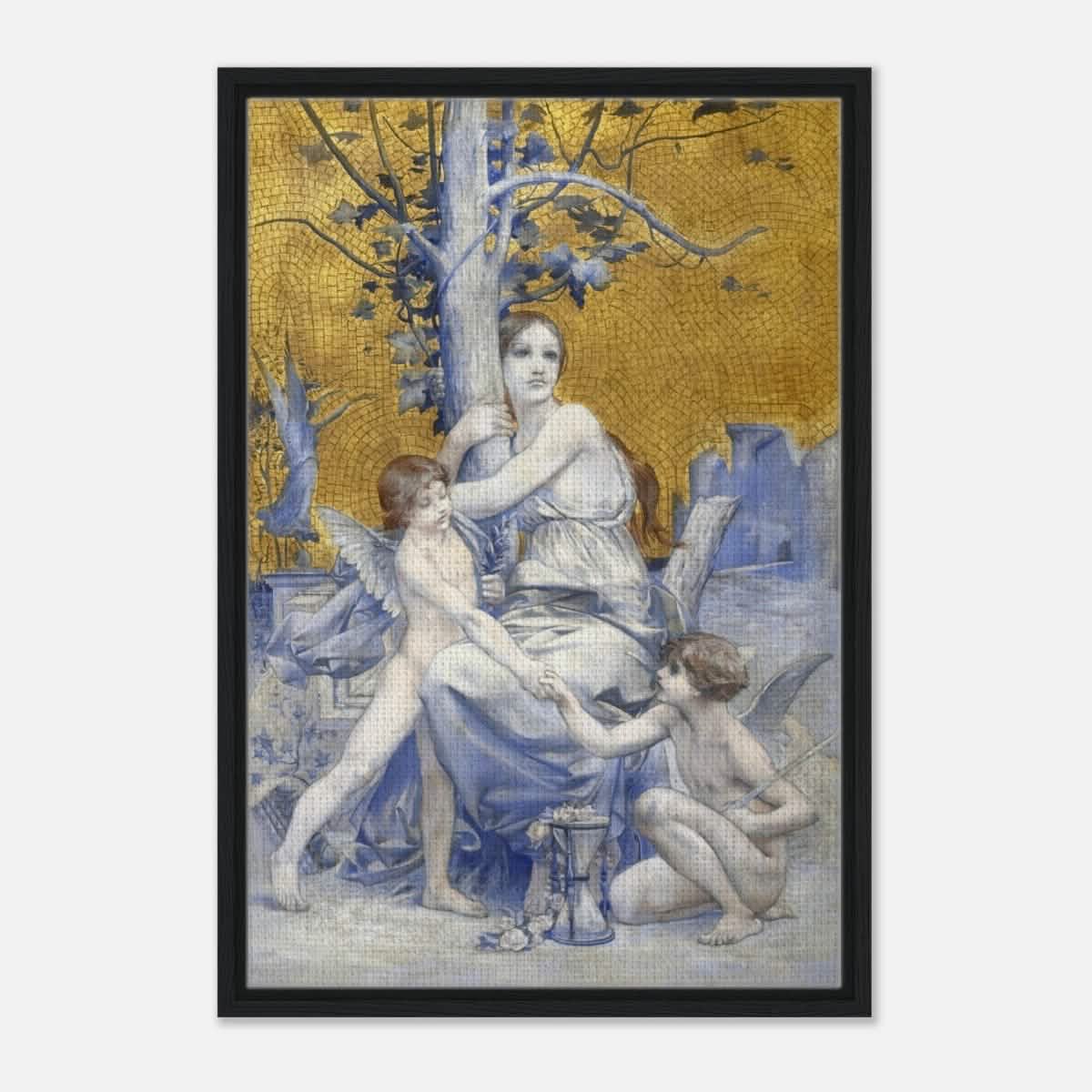 Allégorie du temps by Luc - Olivier Merson | Vintage wall art print | allegory of time - Framed Canvas - 50x75 cm / 20x30″ - Black frame