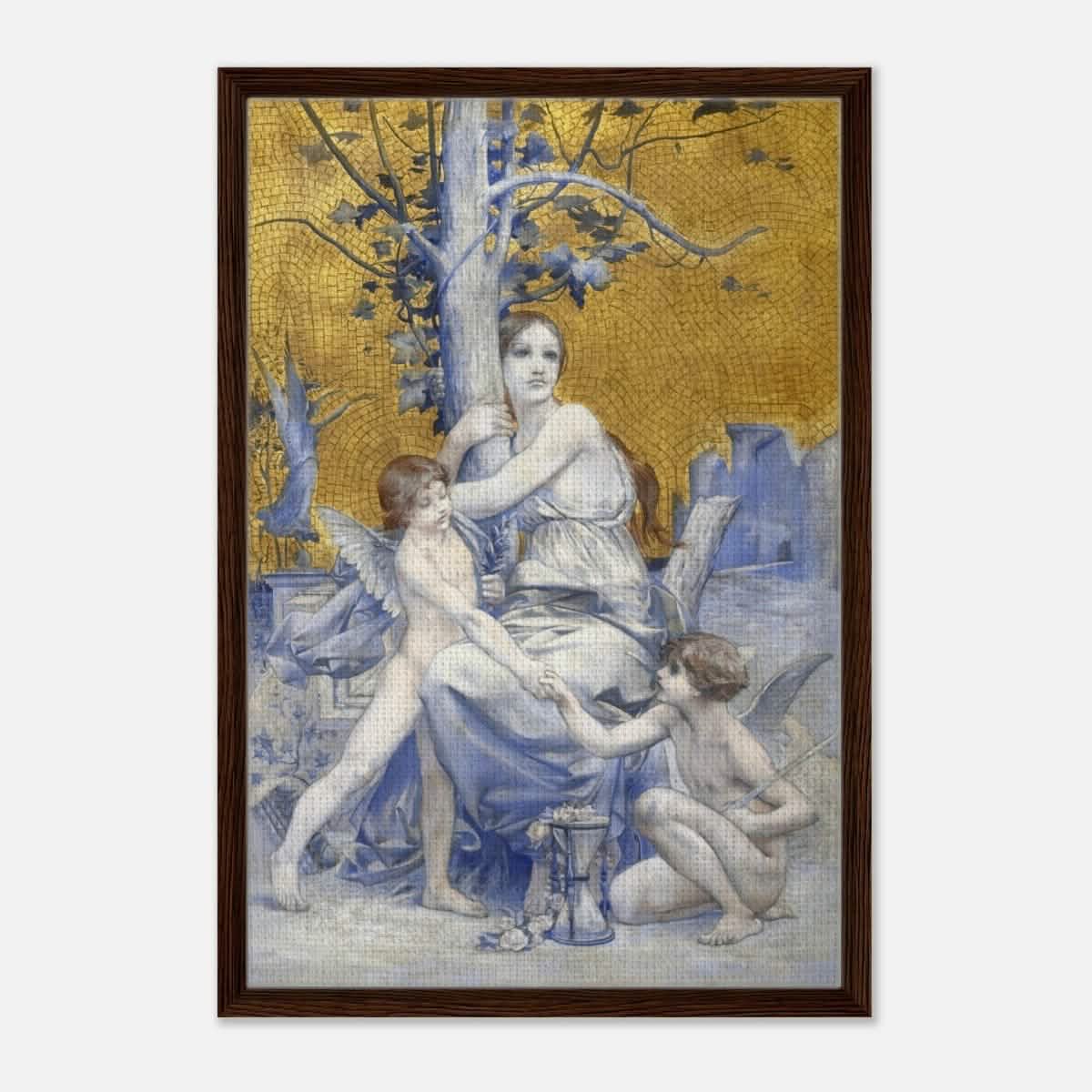 Allégorie du temps by Luc - Olivier Merson | Vintage wall art print | allegory of time - Framed Canvas - 50x75 cm / 20x30″ - Dark wood frame