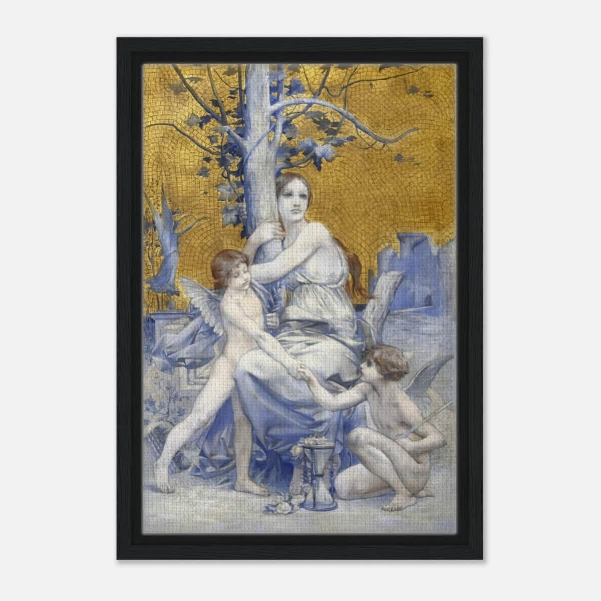 Allégorie du temps by Luc - Olivier Merson | Vintage wall art print | allegory of time - Framed Canvas - 30x45 cm / 12x18″ - Black frame