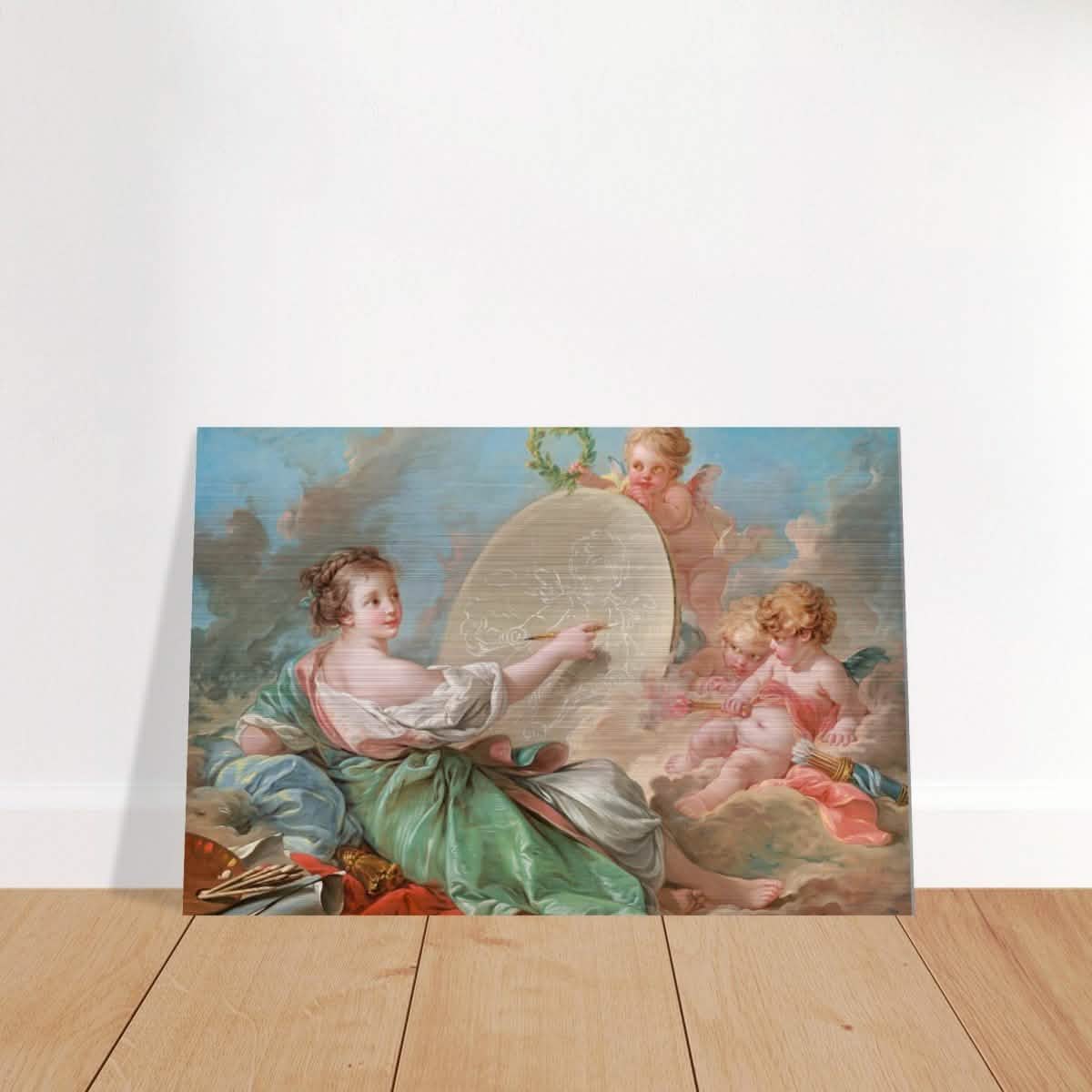 Allegory of Painting by Francois Bouche - Brushed Aluminum Print - 30x45 cm / 12x18″ -