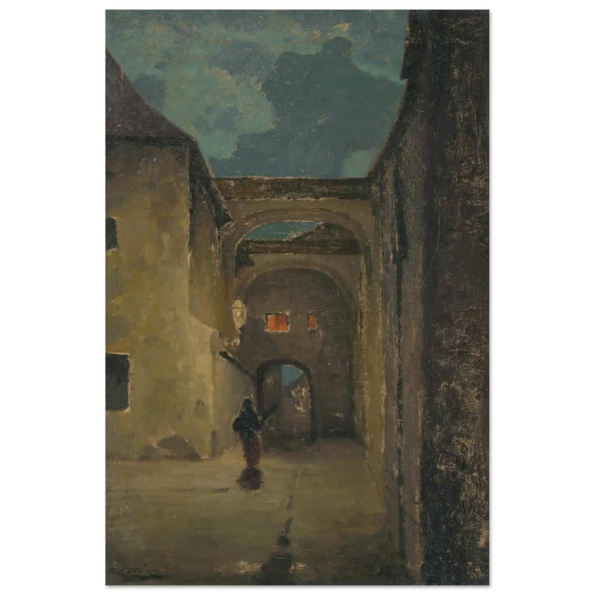 Alley in the evening by Lajos Csordák - Aluminum Print - 30x45 cm / 12x18″ -