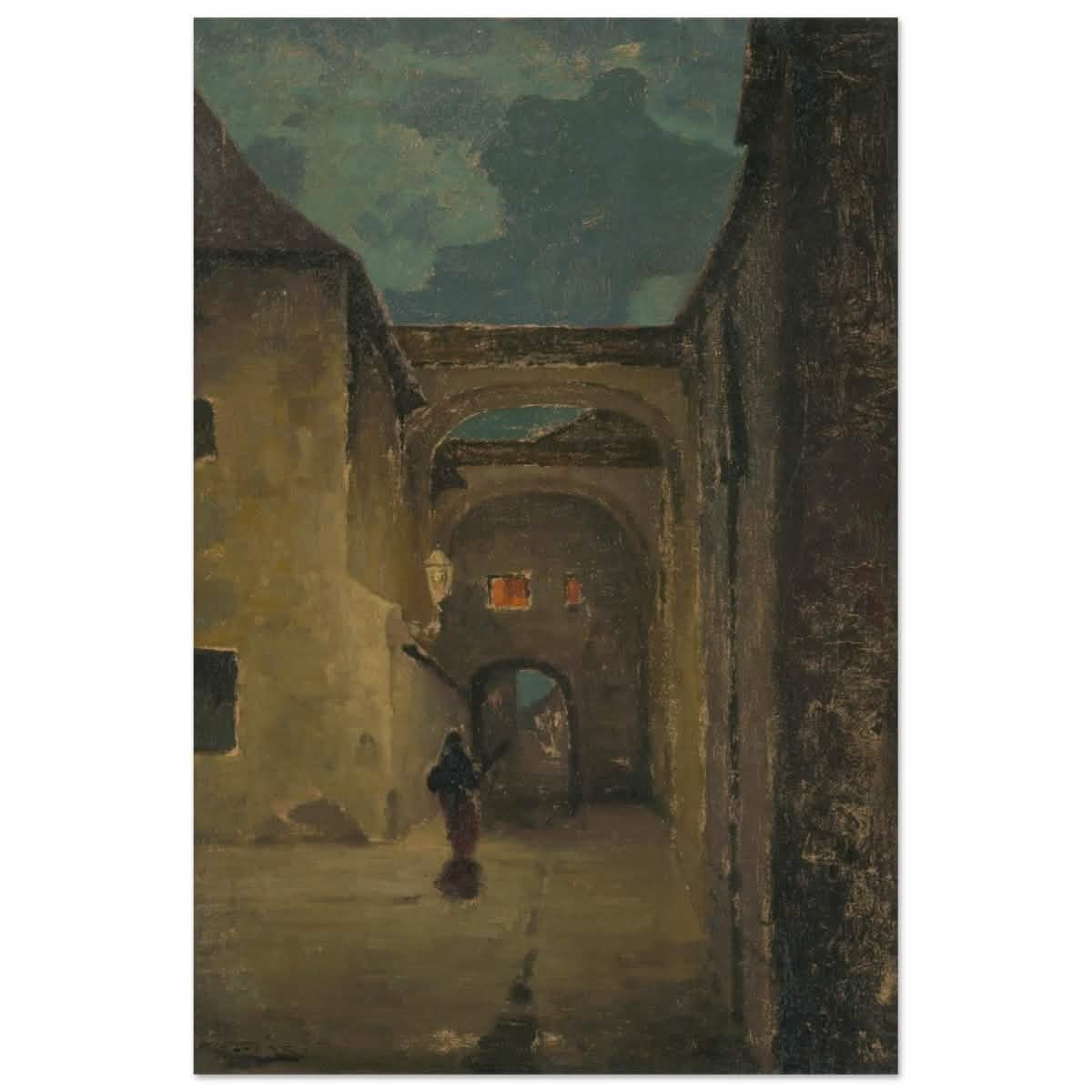 Alley in the evening by Lajos Csordák - Wood Prints - 50x75 cm / 20x30″ - 20 mm