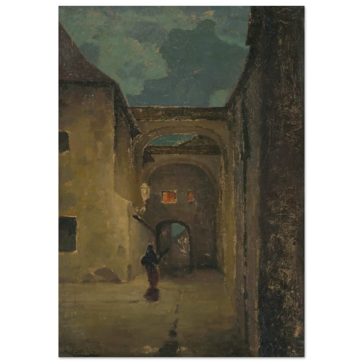 Alley in the evening by Lajos Csordák - Wood Prints - 70x100 cm / 28x40″ - 10 mm