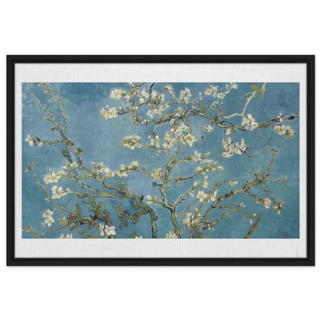Almond Blossom Serenity – Van Gogh Inspired Wall Art Print - Framed Canvas - 60x90 cm / 24x36″ -