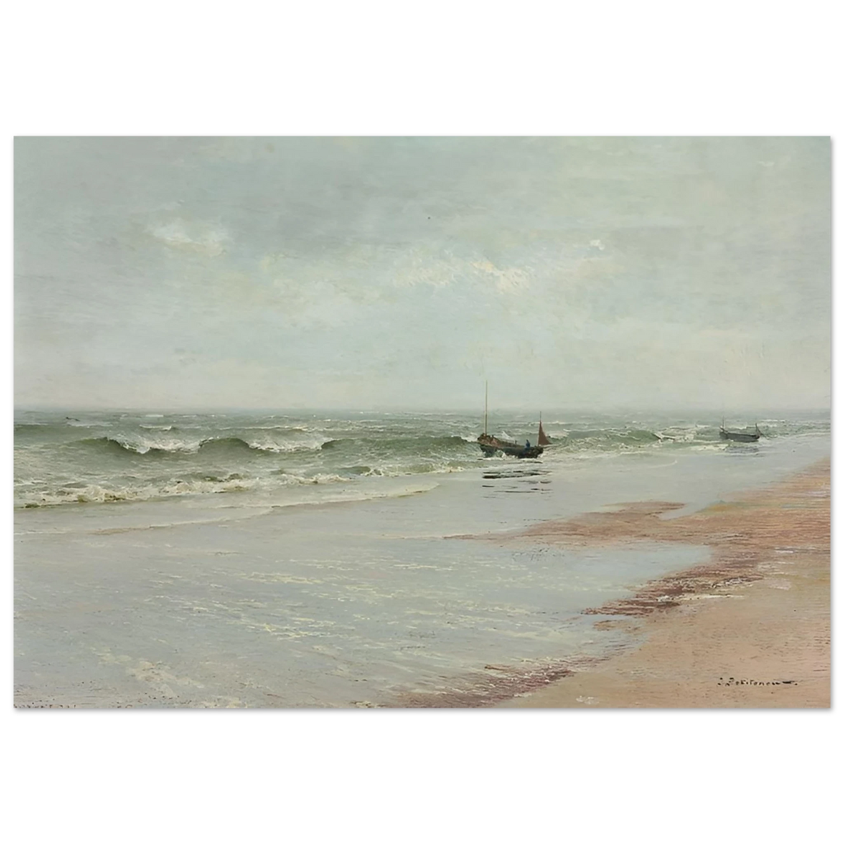 Along the Shore – William Trost Richards Coastal Wall Art Print - Fine Art Poster - 70x100 cm / 28x40″ -