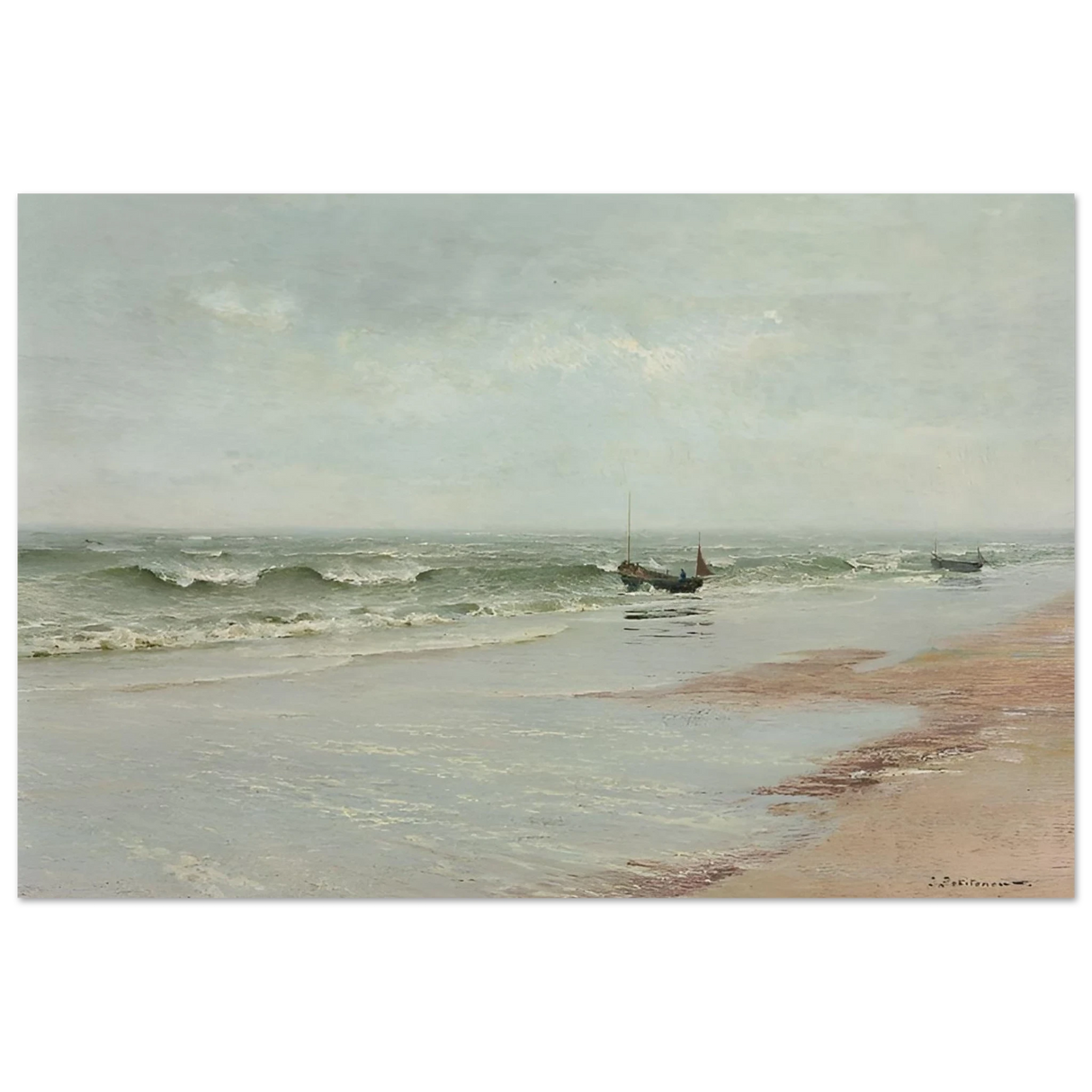 Along the Shore – William Trost Richards Coastal Wall Art Print - Fine Art Poster - 60x90 cm / 24x36″ -