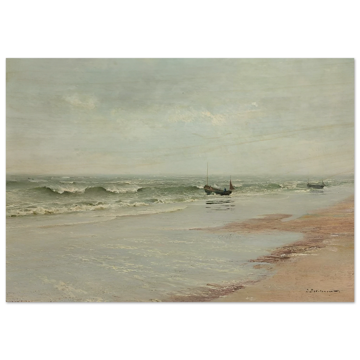 Along the Shore – William Trost Richards Coastal Wall Art Print - Wood Prints - 70x100 cm / 28x40″ -