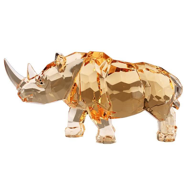 Amber Rhinoceros Sculpture – Modern Animal Figurine Home Décor - Rhino Amber - 210x60x100 mm -