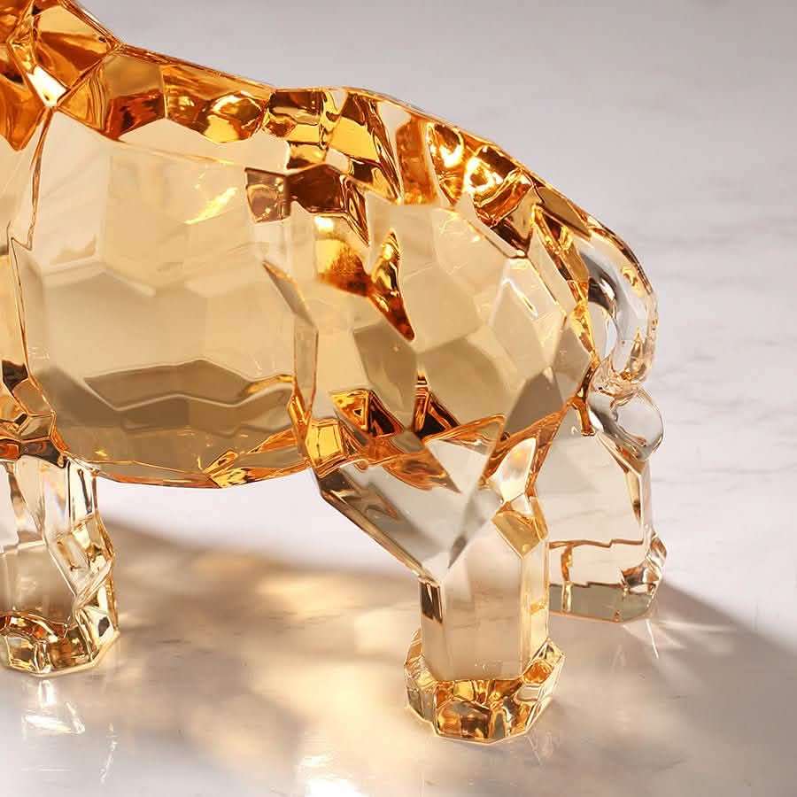 Amber Rhinoceros Sculpture – Modern Animal Figurine Home Décor - Rhino Amber - 210x60x100 mm -