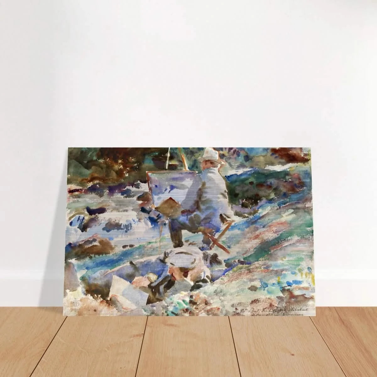 An Artist at His Easel (1914) by John Singer Sargent | Wall art Print | Vintage Collection - Brushed Aluminum Print - 50x75 cm / 20x30″ -