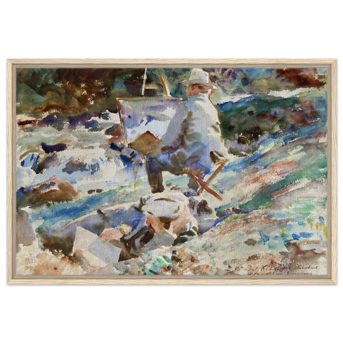 An Artist at His Easel (1914) by John Singer Sargent | Wall art Print | Vintage Collection - Framed Canvas - 60x90 cm / 24x36″ - Wood frame