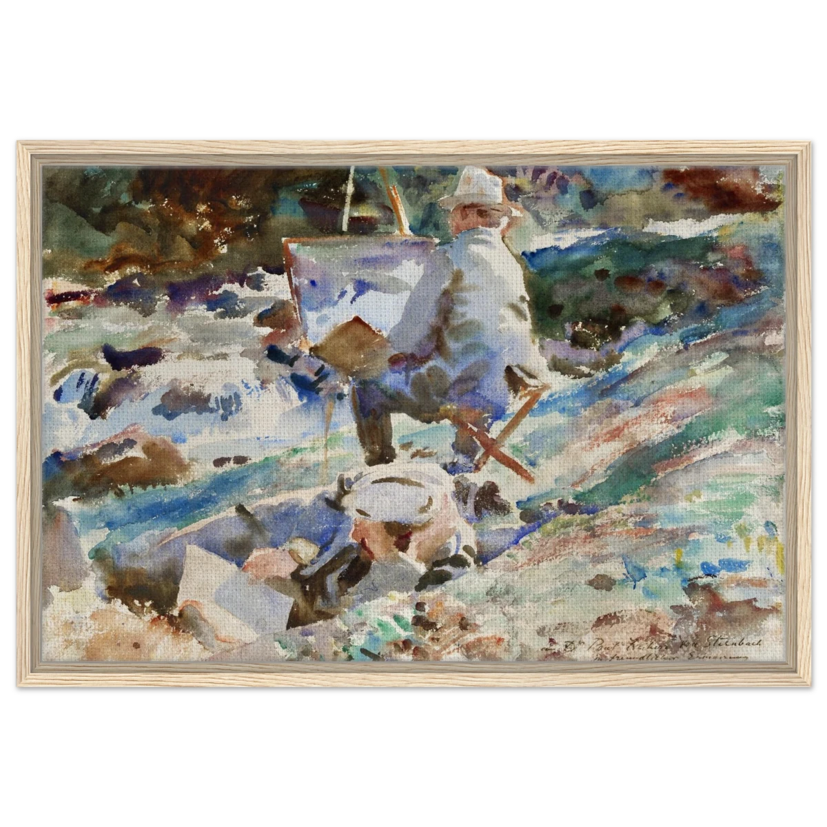 An Artist at His Easel (1914) by John Singer Sargent | Wall art Print | Vintage Collection - Framed Canvas - 50x75 cm / 20x30″ - Wood frame