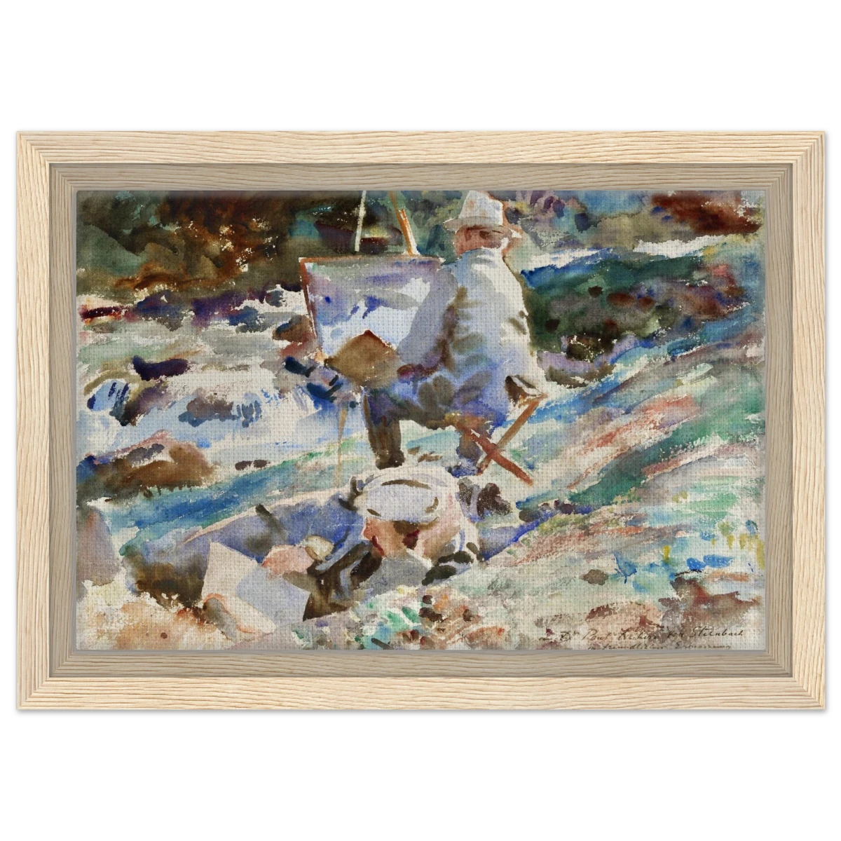 An Artist at His Easel (1914) by John Singer Sargent | Wall art Print | Vintage Collection - Framed Canvas - 20x30 cm / 8x12″ - Wood frame