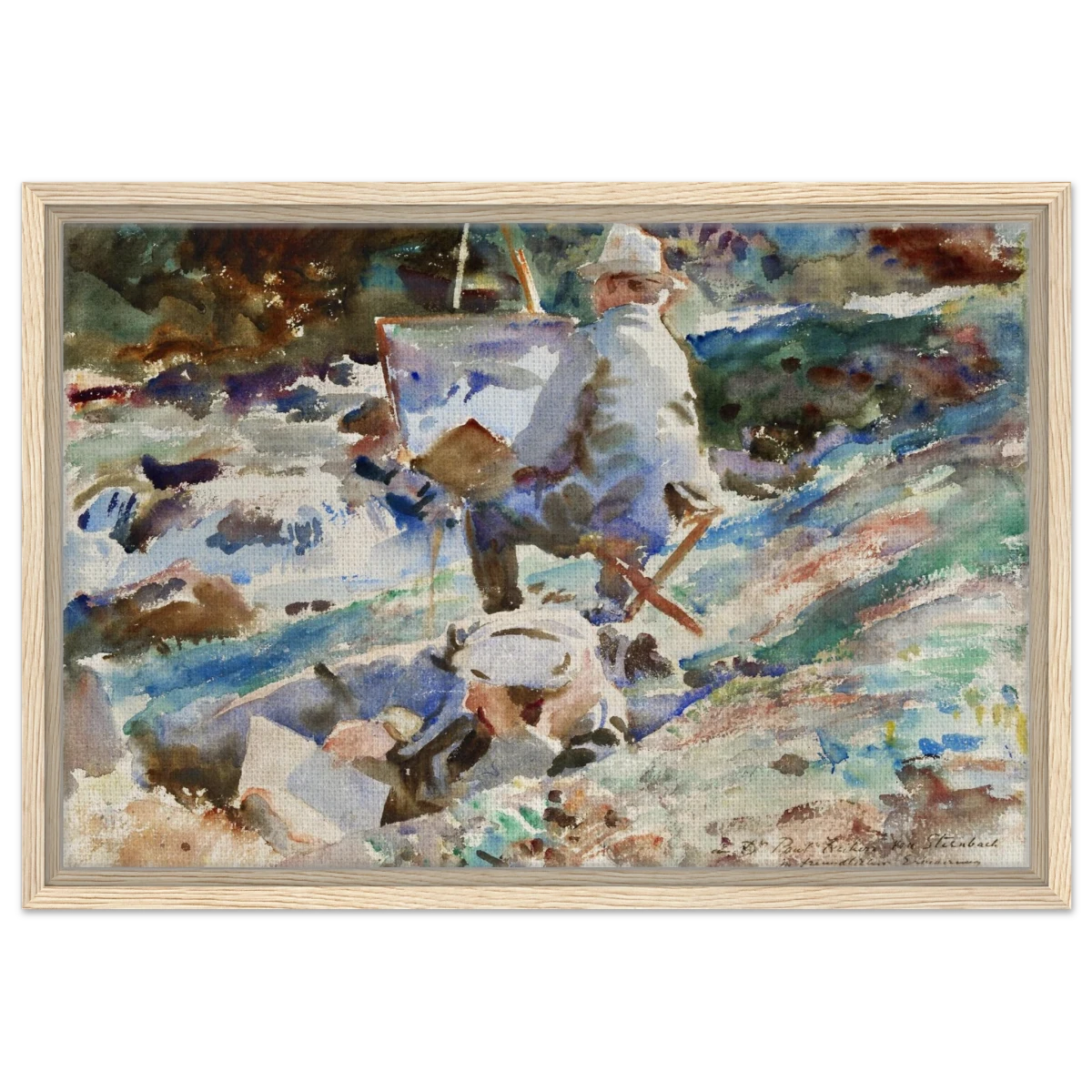 An Artist at His Easel (1914) by John Singer Sargent | Wall art Print | Vintage Collection - Framed Canvas - 40x60 cm / 16x24″ - Wood frame