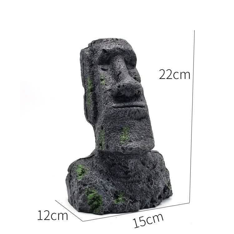 Ancient Stone Moai Head Sculpture – Resin Statue for Home & Garden Decor - Large Moai Head - Black -