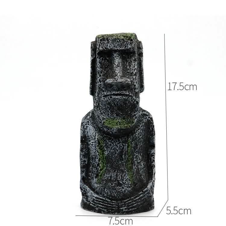Ancient Stone Moai Head Sculpture – Resin Statue for Home & Garden Decor - Medium Moai Head - Black -
