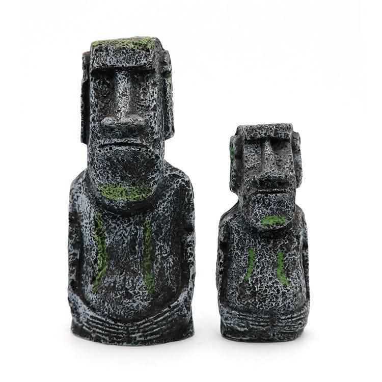 Ancient Stone Moai Head Sculpture – Resin Statue for Home & Garden Decor - Large Moai Head - Black -
