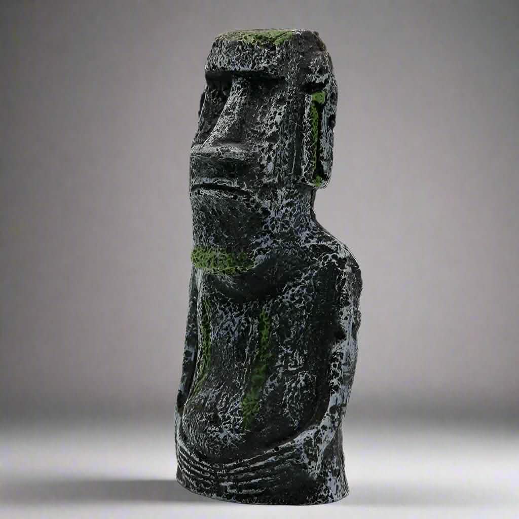 Ancient Stone Moai Head Sculpture – Resin Statue for Home & Garden Decor - Large Moai Head - Black -