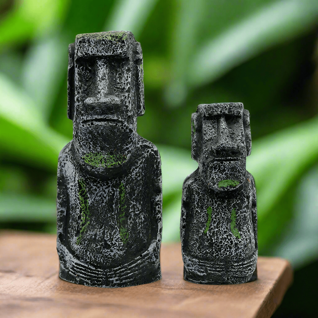 Ancient Stone Moai Head Sculpture – Resin Statue for Home & Garden Decor - Large Moai Head - Black -