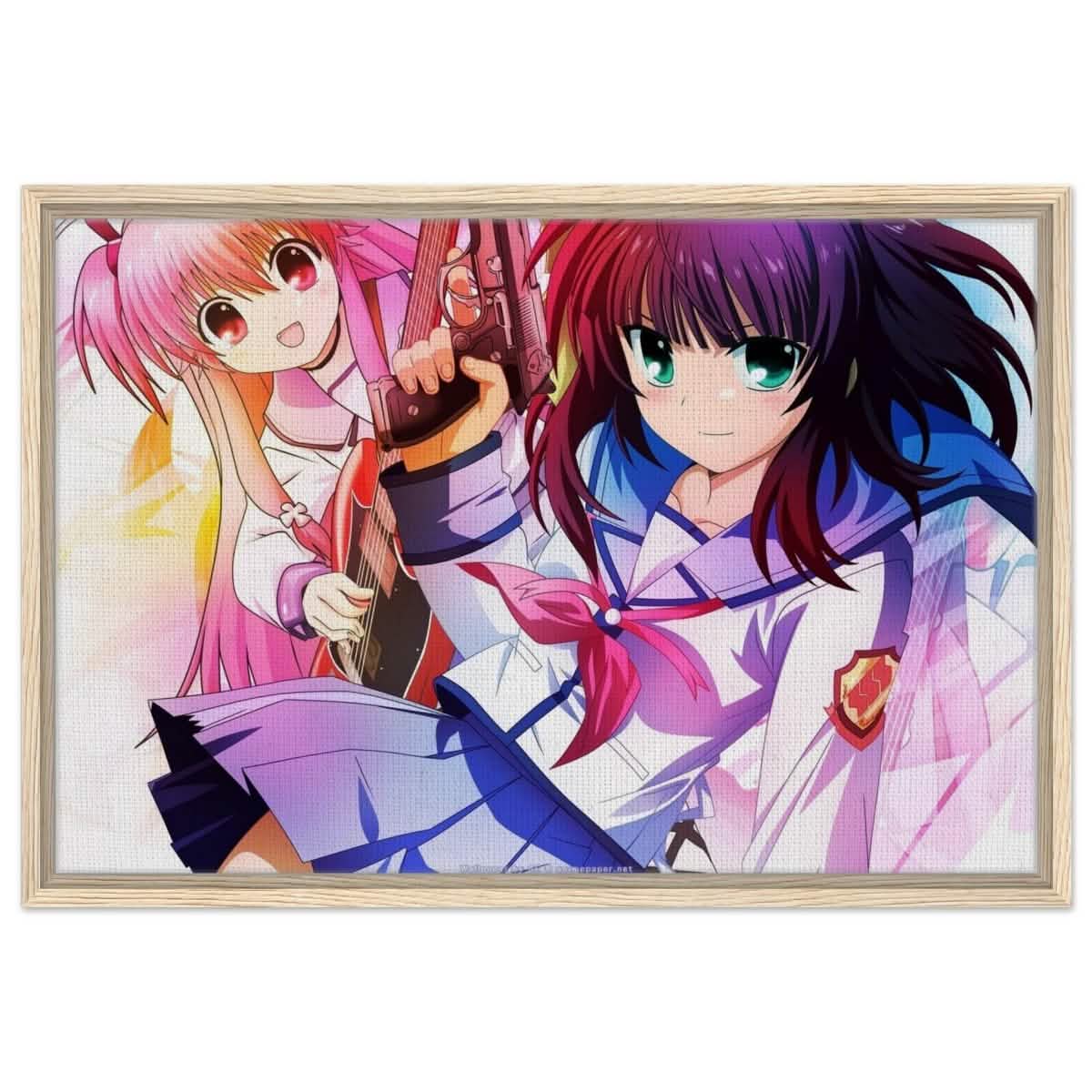 Angel Beats! Dynamic Duo - 50x75 cm / 20x30″ - Framed Canvas - Wood frame