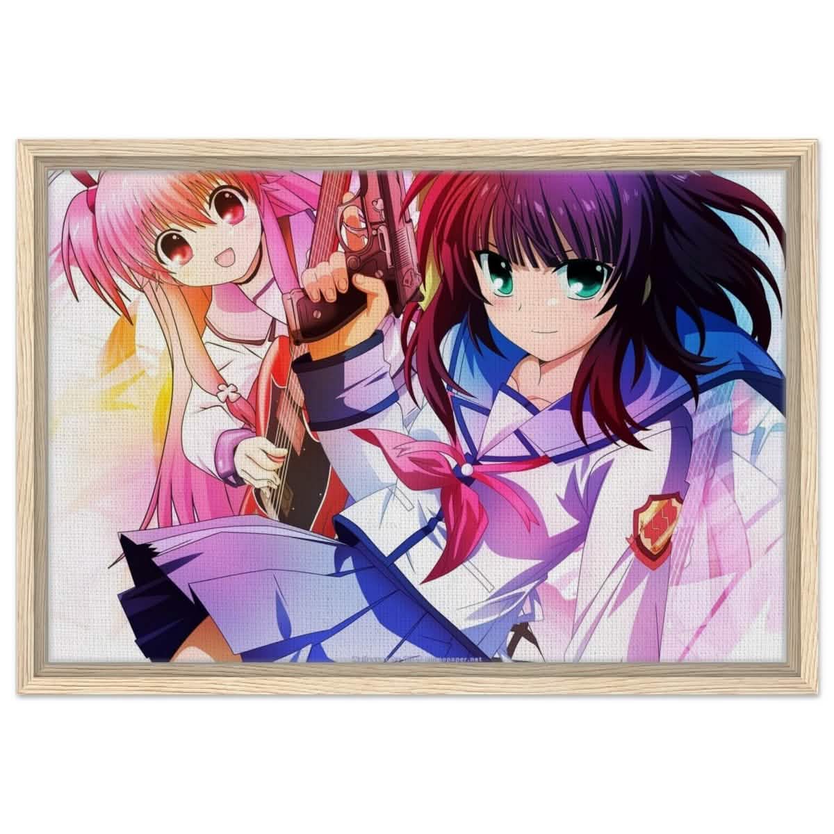 Angel Beats! Dynamic Duo - 40x60 cm / 16x24″ - Framed Canvas - Wood frame