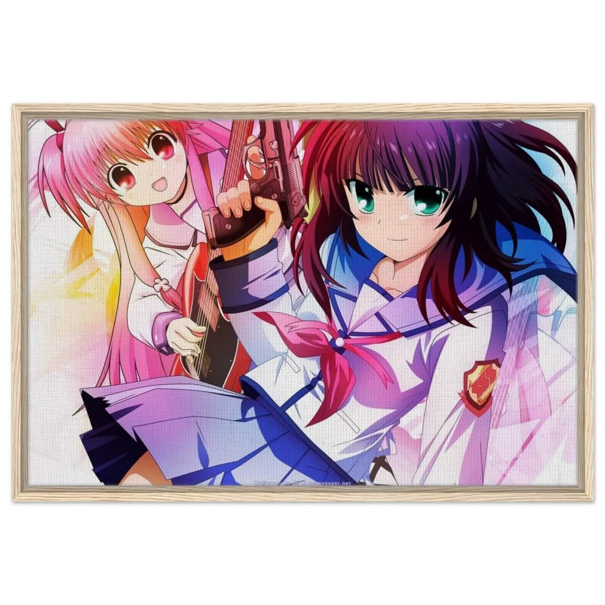 Angel Beats! Dynamic Duo - 60x90 cm / 24x36″ - Framed Canvas - Wood frame