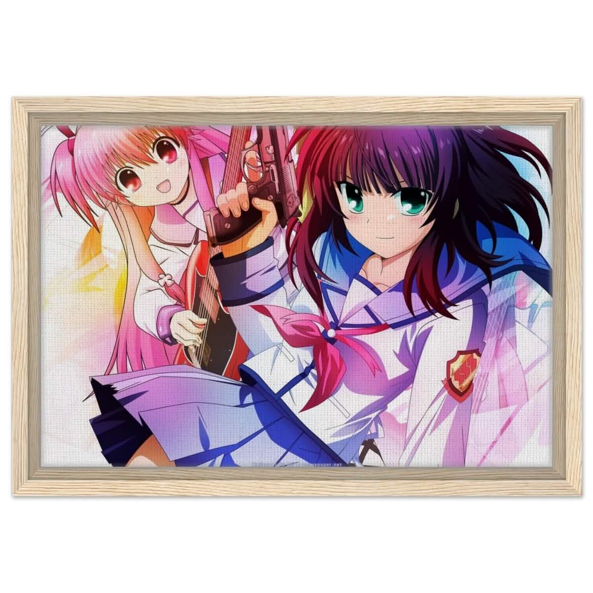 Angel Beats! Dynamic Duo - 30x45 cm / 12x18″ - Framed Canvas - Wood frame