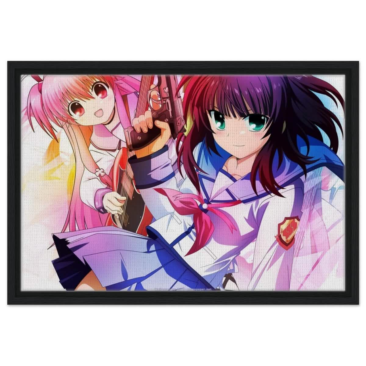 Angel Beats! Dynamic Duo - 40x60 cm / 16x24″ - Framed Canvas - Black frame