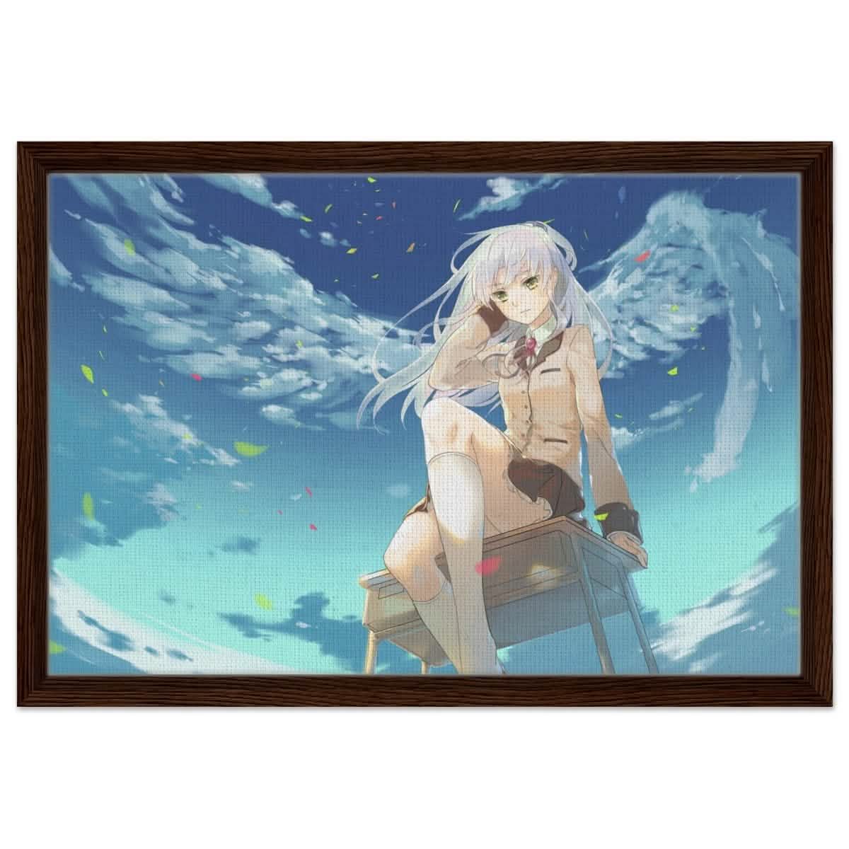 Angel Beats! Skybound Serenity | Wall art Print - 40x60 cm / 16x24″ - Framed Canvas - Dark wood frame