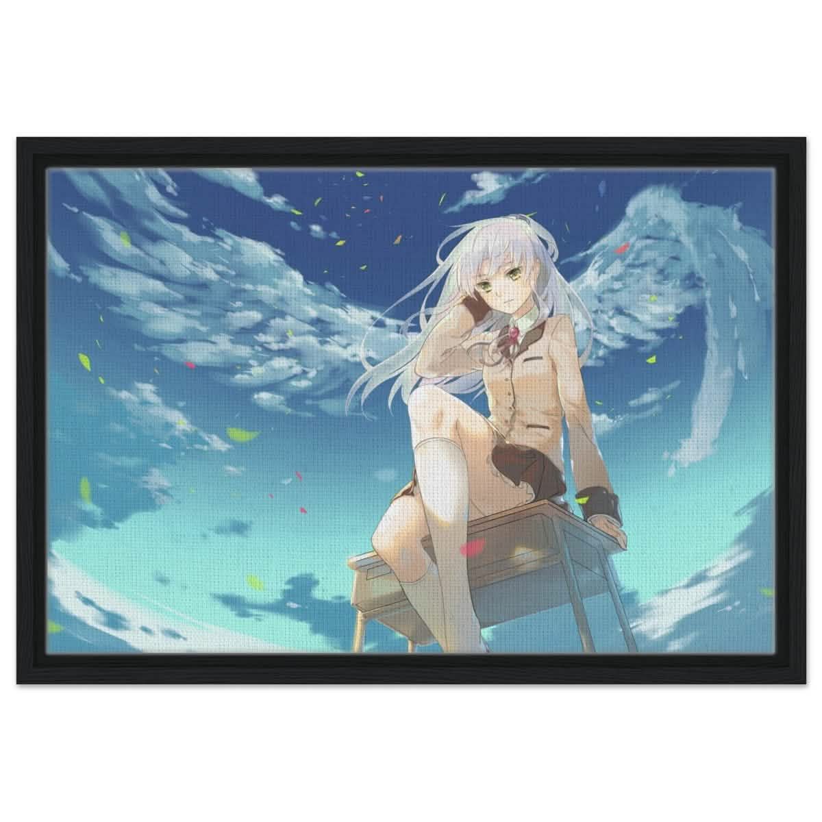 Angel Beats! Skybound Serenity | Wall art Print - 40x60 cm / 16x24″ - Framed Canvas - Black frame