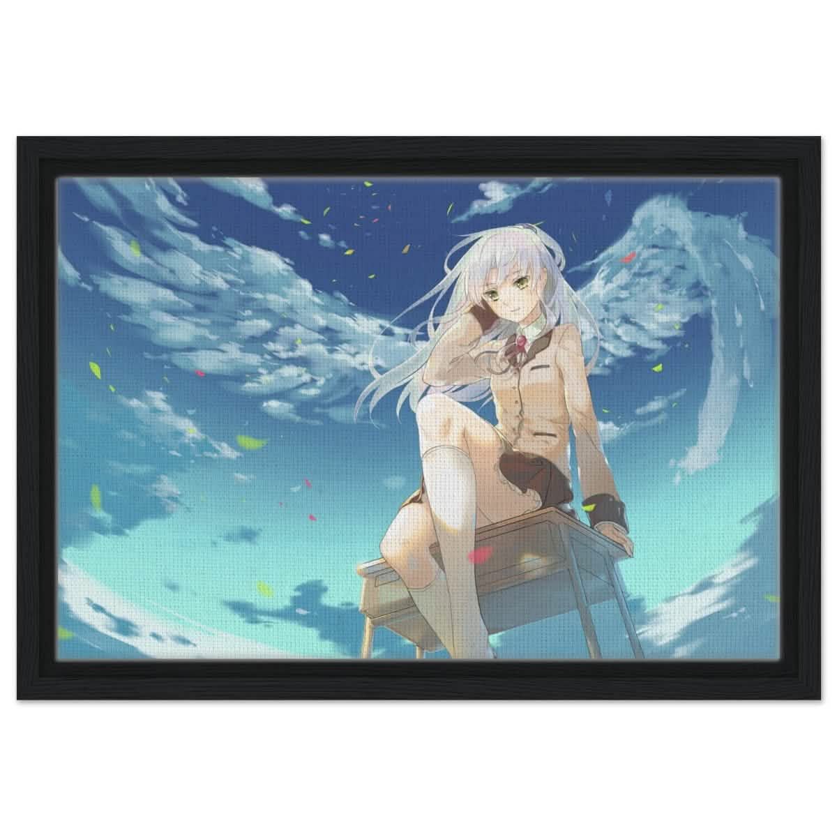 Angel Beats! Skybound Serenity | Wall art Print - 30x45 cm / 12x18″ - Framed Canvas - Black frame