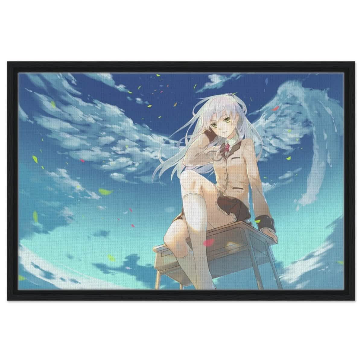 Angel Beats! Skybound Serenity | Wall art Print - 50x75 cm / 20x30″ - Framed Canvas - Black frame