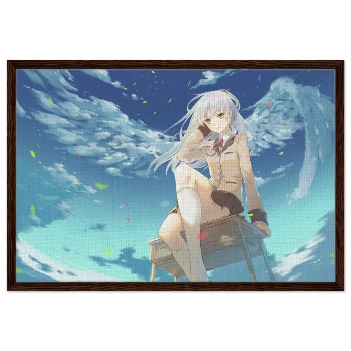 Angel Beats! Skybound Serenity | Wall art Print - 60x90 cm / 24x36″ - Framed Canvas - Dark wood frame