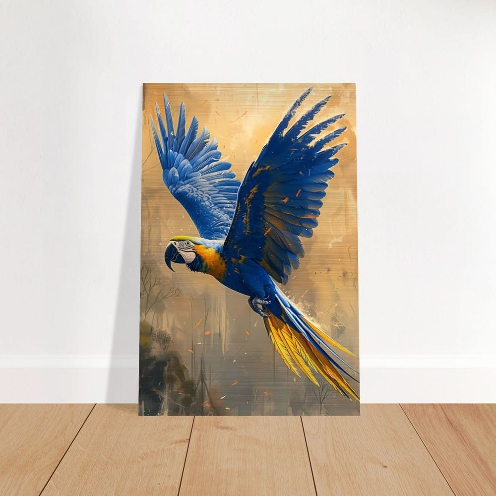 Animal Kingdom Wall art print collection | Blue and Gold Macaw | Contemporary animal art print - Brushed Aluminum Print - 40x60 cm / 16x24″ -