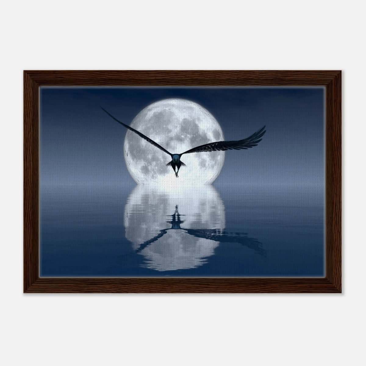 Animal Kingdom Wall art print collection | Eagle - Framed Canvas - 30x45 cm / 12x18″ - Dark wood frame