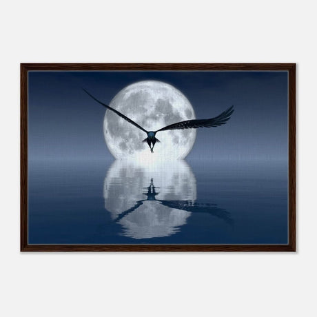Animal Kingdom Wall art print collection | Eagle - Framed Canvas - 60x90 cm / 24x36″ - Dark wood frame