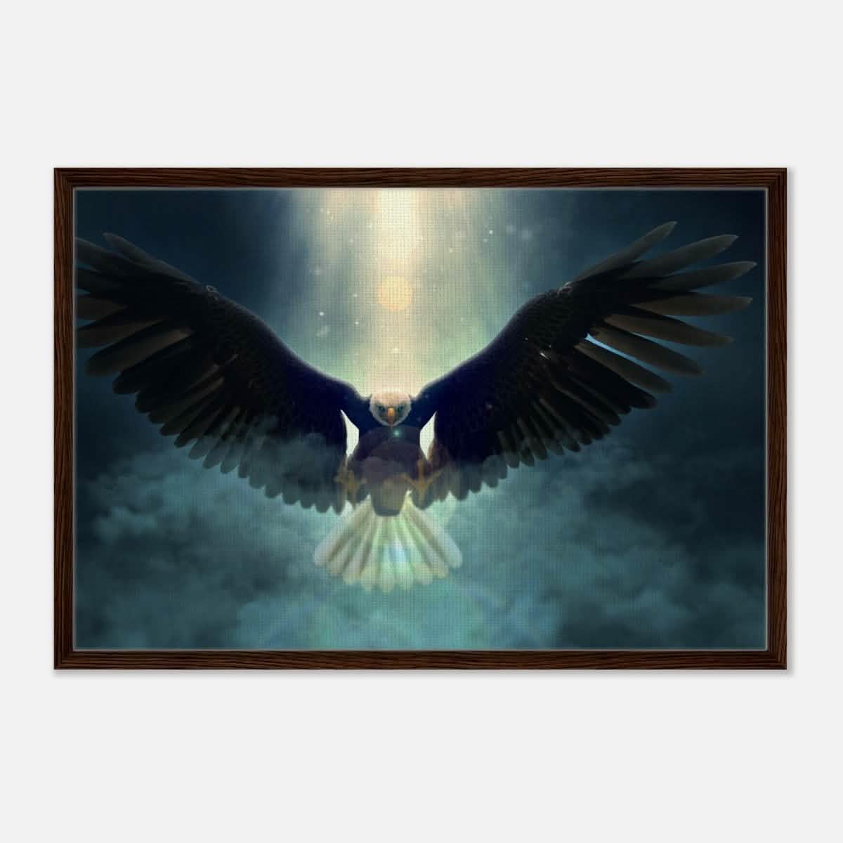 Animal Kingdom Wall art print collection | Eagle - Framed Canvas - 60x90 cm / 24x36″ - Dark wood frame