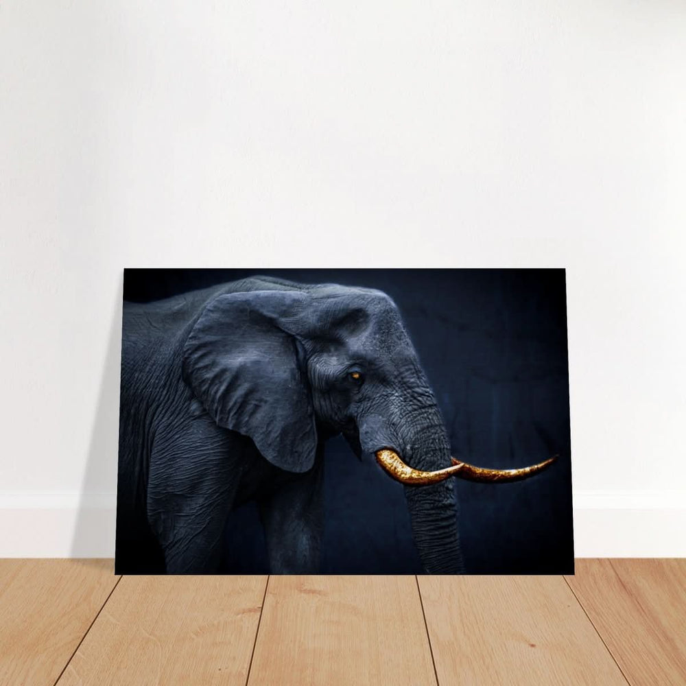 Animal Kingdom Wall art print collection | Elephant | Golden Tusk - Brushed Aluminum Print - 60x90 cm / 24x36″ -