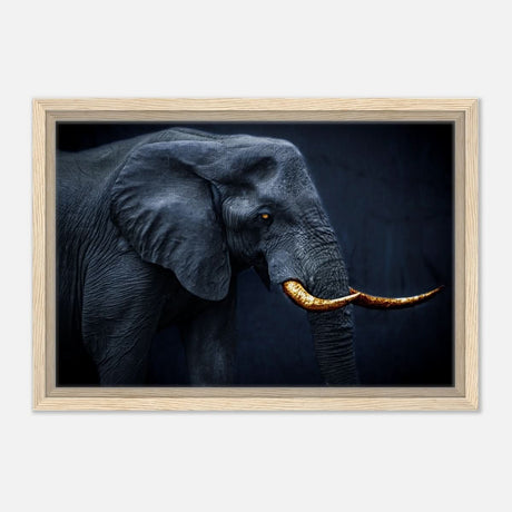 Animal Kingdom Wall art print collection | Elephant | Golden Tusk - Framed Canvas - 30x45 cm / 12x18″ - Wood frame