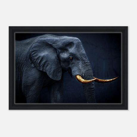 Animal Kingdom Wall art print collection | Elephant | Golden Tusk - Framed Canvas - 30x45 cm / 12x18″ - Black frame