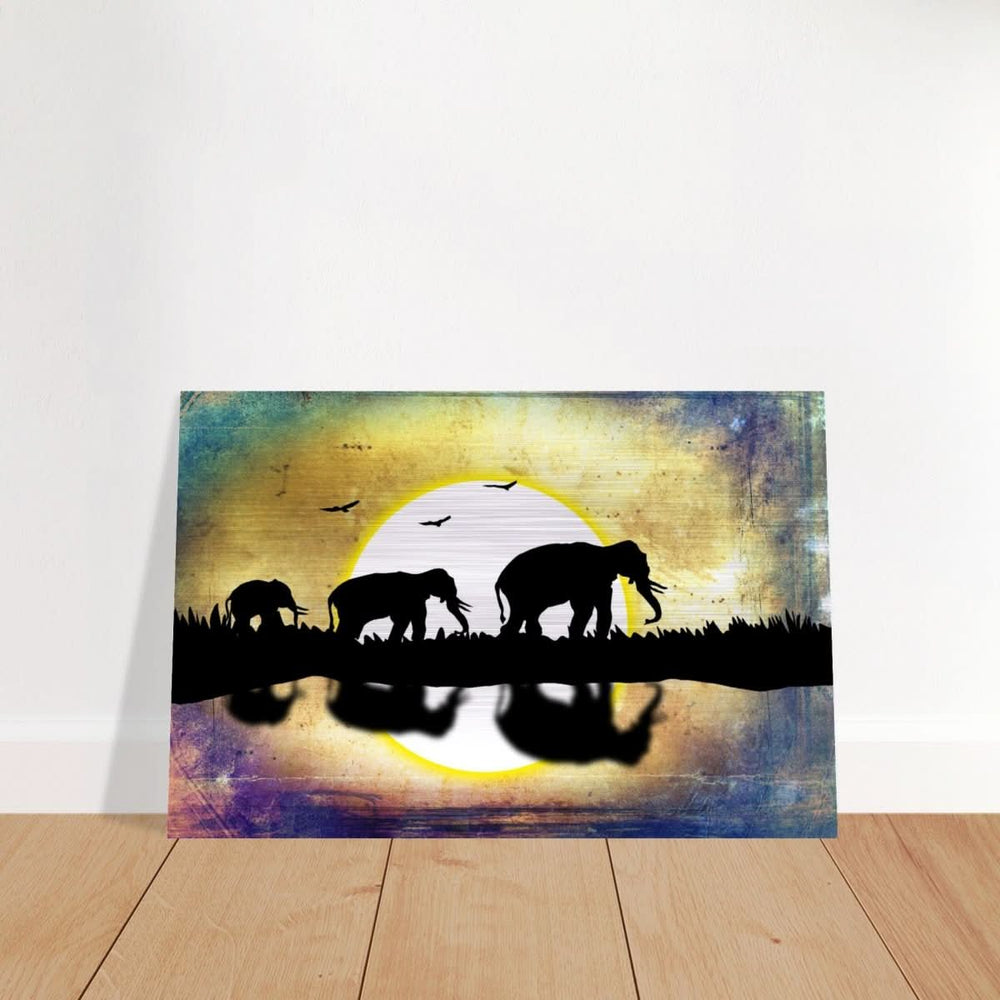 Animal Kingdom Wall art print collection | Elephants - Brushed Aluminum Print - 40x60 cm / 16x24″ -