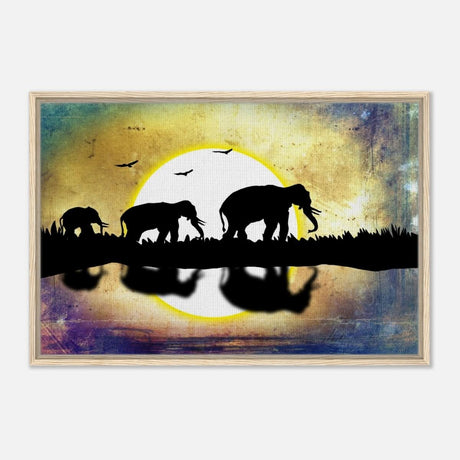 Animal Kingdom Wall art print collection | Elephants - Framed Canvas - 60x90 cm / 24x36″ - Wood frame